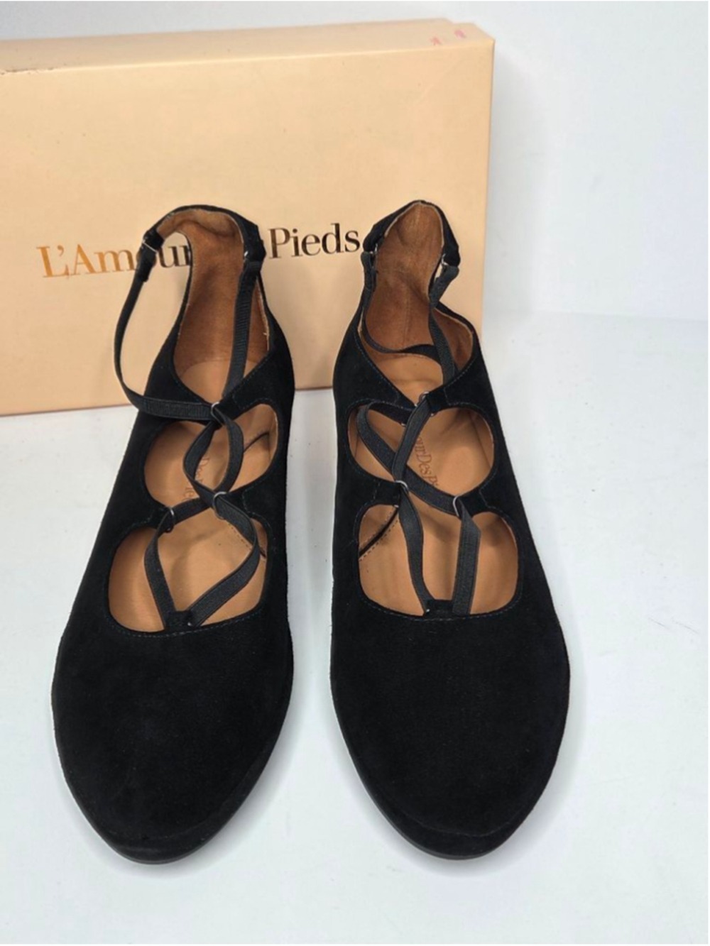 L'Amour Des Pieds Benham Wedge Shoes Black Suede Women's Size 11 Euro 42.5